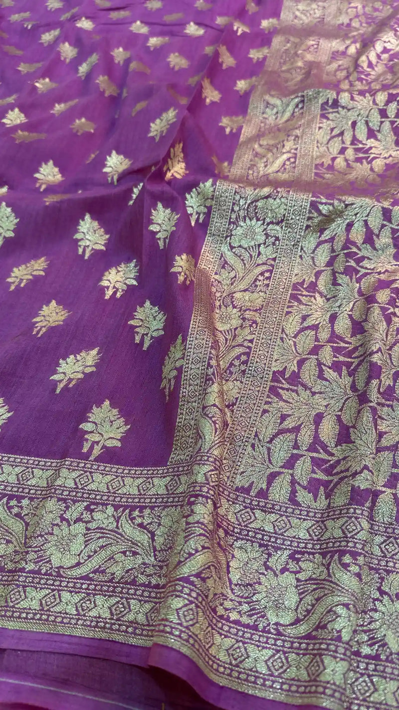 Light Lavender Munga Silk Banarasi Buta Saree