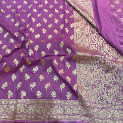 Light Lavender Munga Silk Zari Buta Banarasi Saree