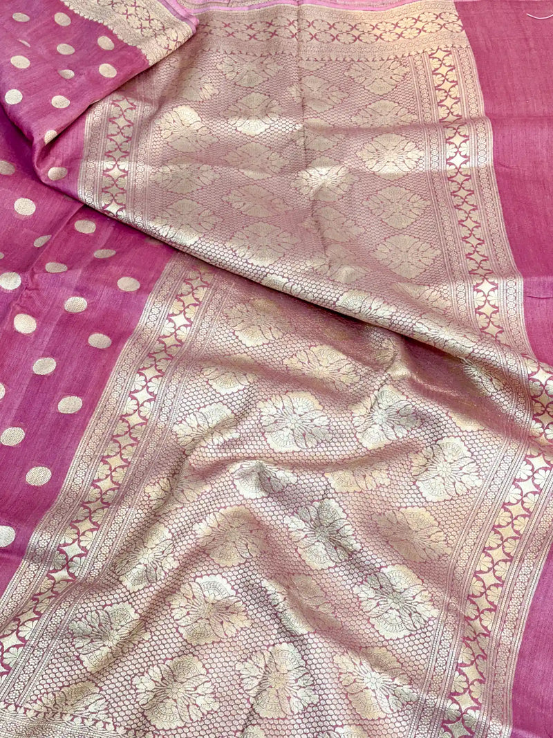 Light Lavender Shade Pure Munga Silk Saree