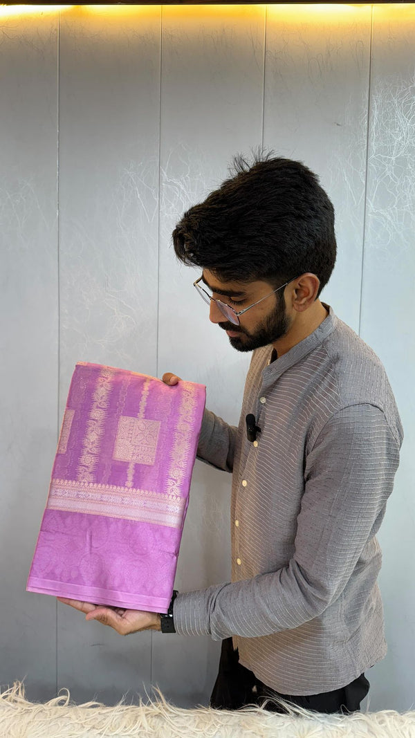 Light Lavender Shade Warm Silk Banarasi Saree