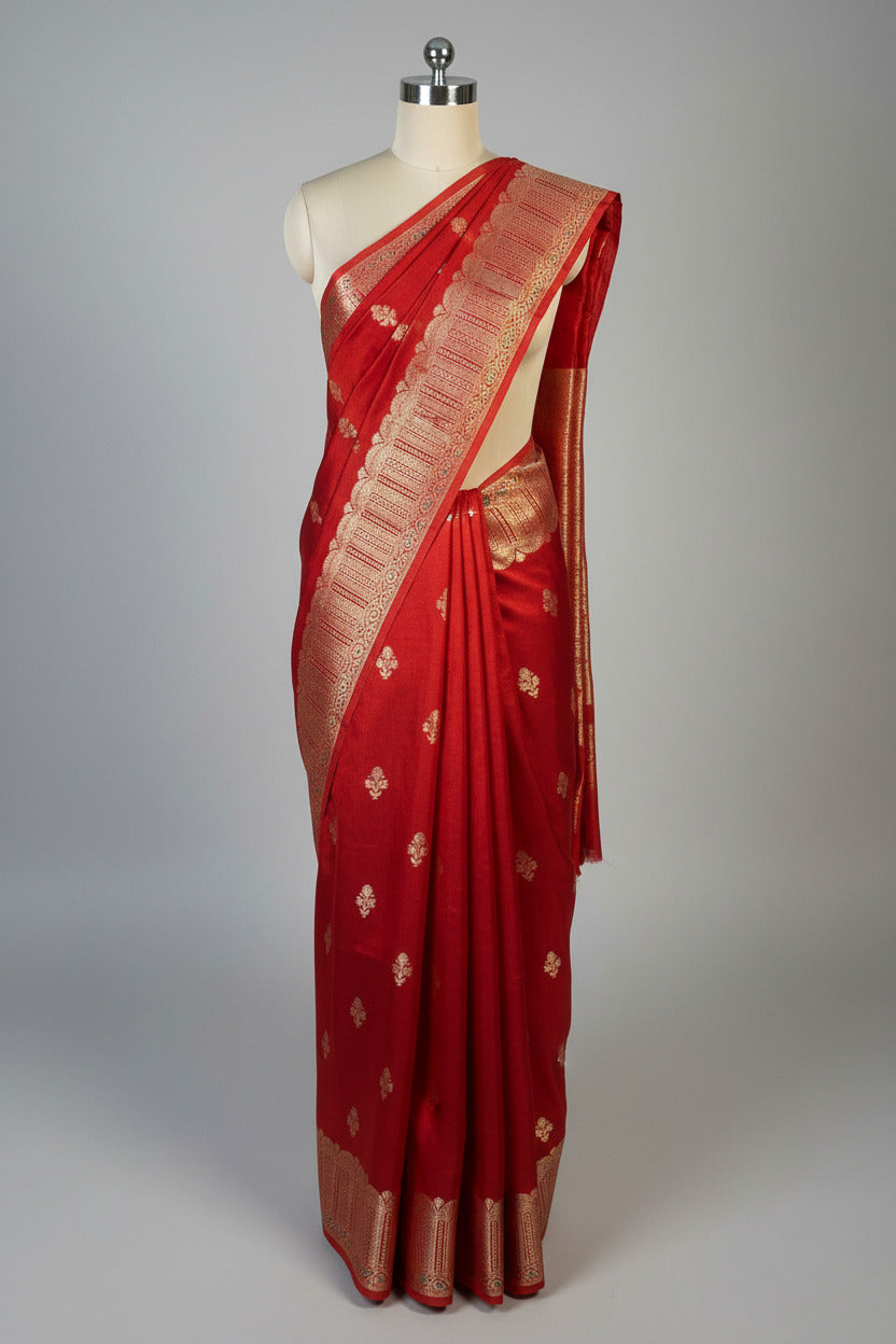 Light Maroon Eccentric Chinia Silk Banarasi Saree
