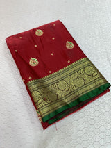 Light Maroon Satin Silk Embroidered Saree