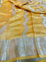 Light Orange Pure Chiniya Silk Banarasi Saree