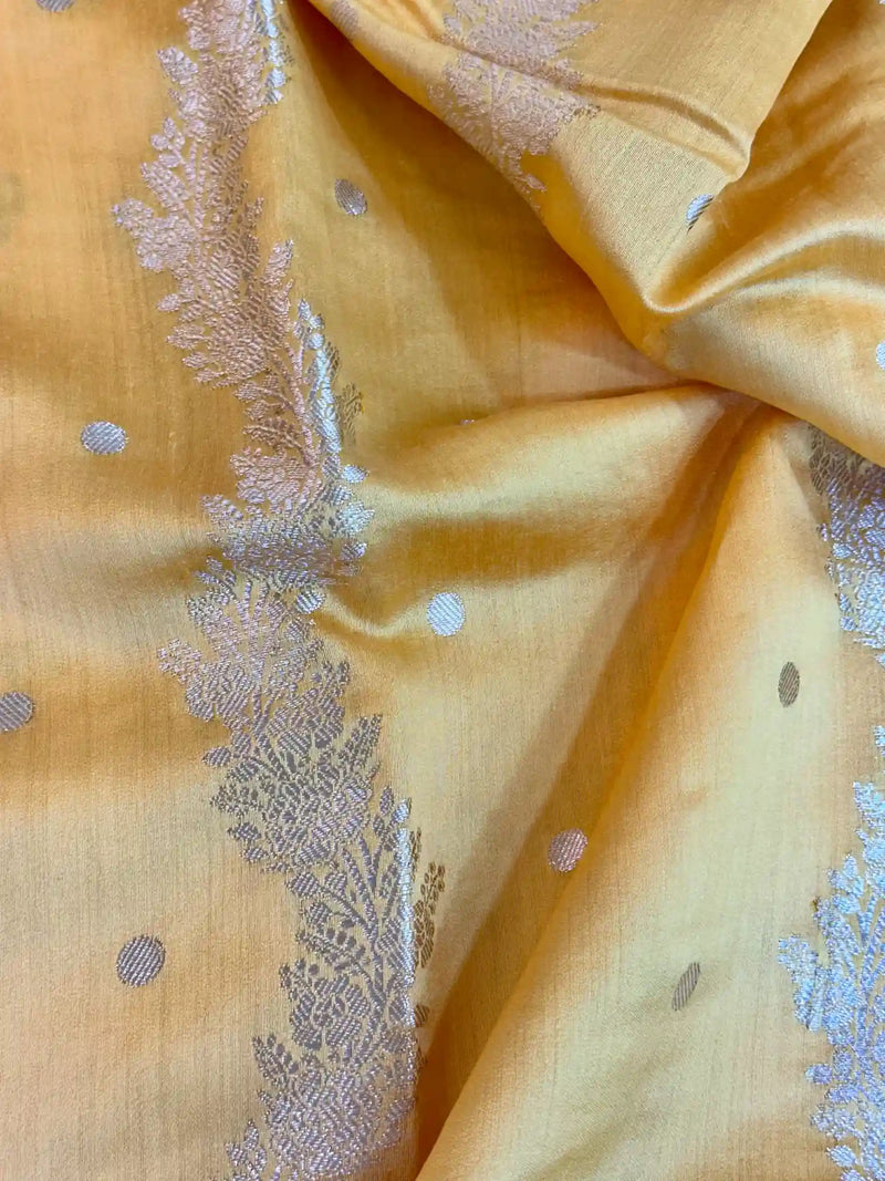 Light Orange Pure Chiniya Silk Banarasi Saree