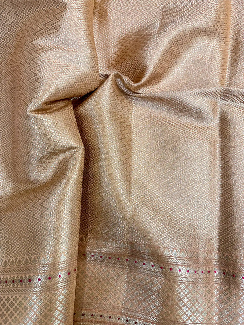 Light Peach Meenakari Buta Chiniya Silk Saree