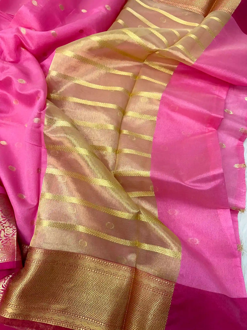 Light Pink Cotton Silk Zari Buti Banarasi Saree
