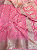 Light Pink Georgette Silk Water Zari Buti Banarasi Saree