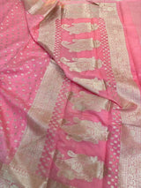 Light Pink Georgette Silk Water Zari Buti Banarasi Saree