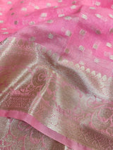 Light Pink Georgette Silk Water Zari Buti Banarasi Saree