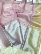 Light Pink Kota Tissue Silk Jacquard Border Banarasi Saree