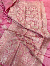 Light Pink Meenakari Buta Chiniya Silk Saree