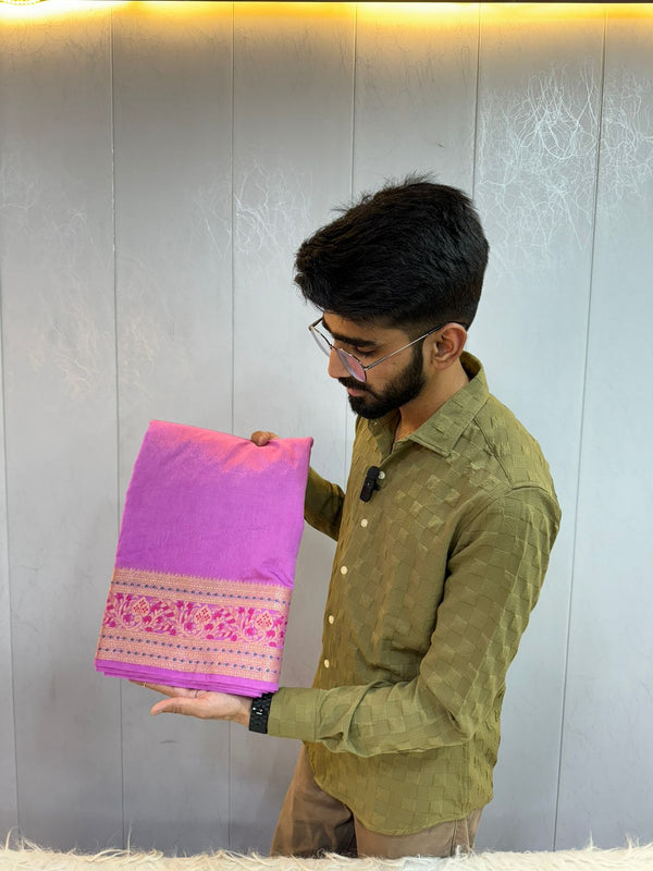 Light Pink Warm Silk Banarasi Saree