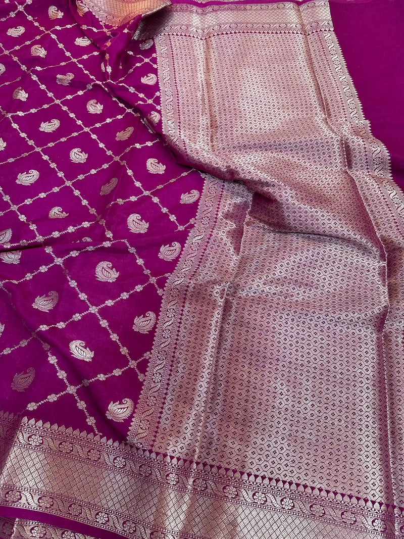 Light Purple Chiniya Silk Banarasi Saree