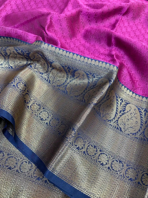 Light Purple Kanchi Kora Silk Embossed Weave Saree