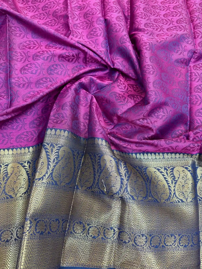 Light Purple Kanchi Kora Silk Embossed Weave Saree