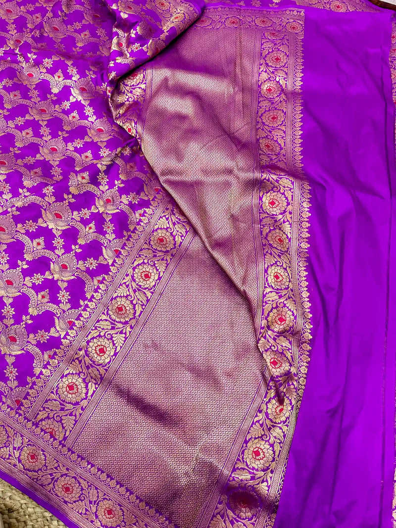 Light Purple Pure Katan Silk Banarasi Saree