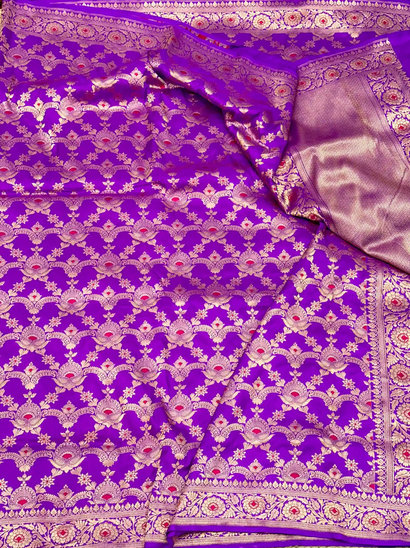 Light Purple Pure Katan Silk Banarasi Saree