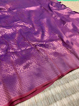 Light Purple Softsilk Carry Pattern Floral Design Saree