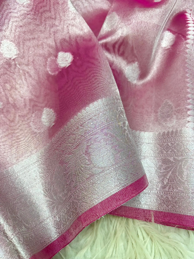 Light Purple Tissue Silk Khaddi Buti Banarasi Saree