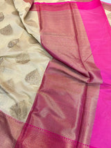 Light Tussar Cotton Brocade Embossed Banarasi Saree