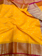 Light Yellow Cotton Silk Zari Buti Banarasi Saree