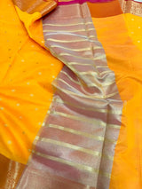 Light Yellow Cotton Silk Zari Buti Banarasi Saree