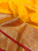 Light Yellow Cotton Silk Zari Buti Banarasi Saree