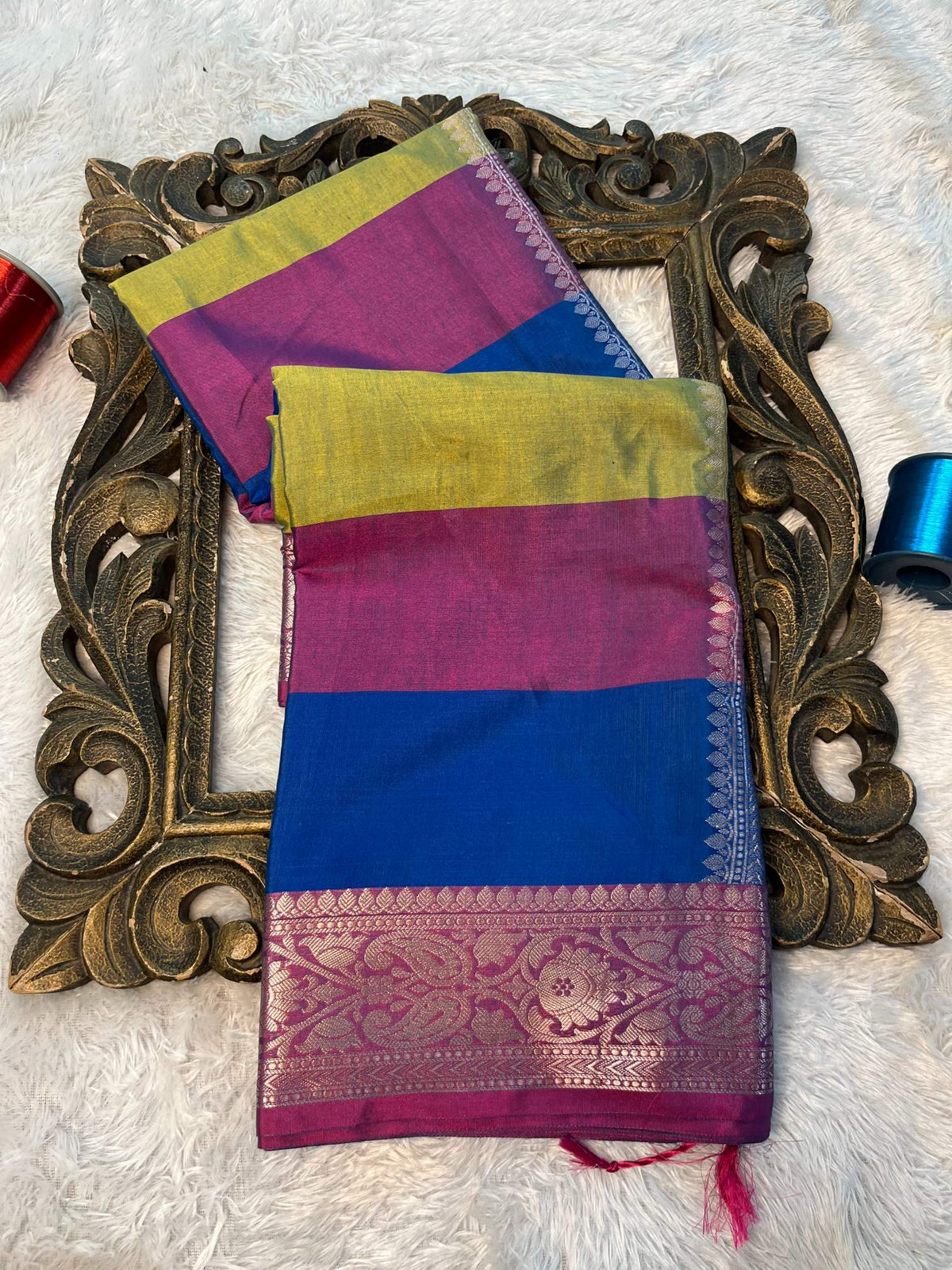 Soft Cotton Silk Rtique Zari Banarasi Saree