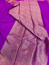 Magenta Mysore Crepe Silk Zari Floral Brocade Banarasi Saree