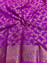 Magenta Mysore Crepe Silk Zari Floral Brocade Banarasi Saree