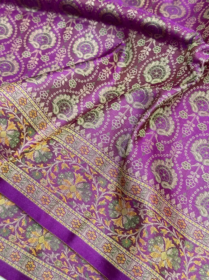 Majenta Mashru Katan Silk Banarasi Saree 