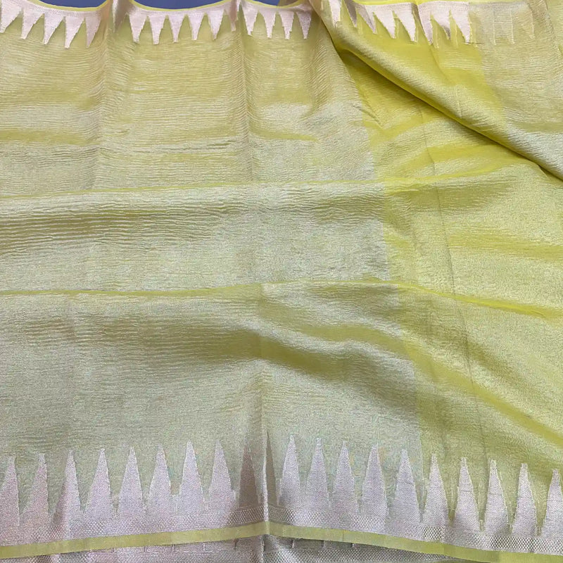 Manish Malhotra Inspired Light Yellow Temple Border Saree