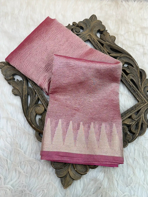 Manish Malhotra Inspired Peach Temple Border Saree