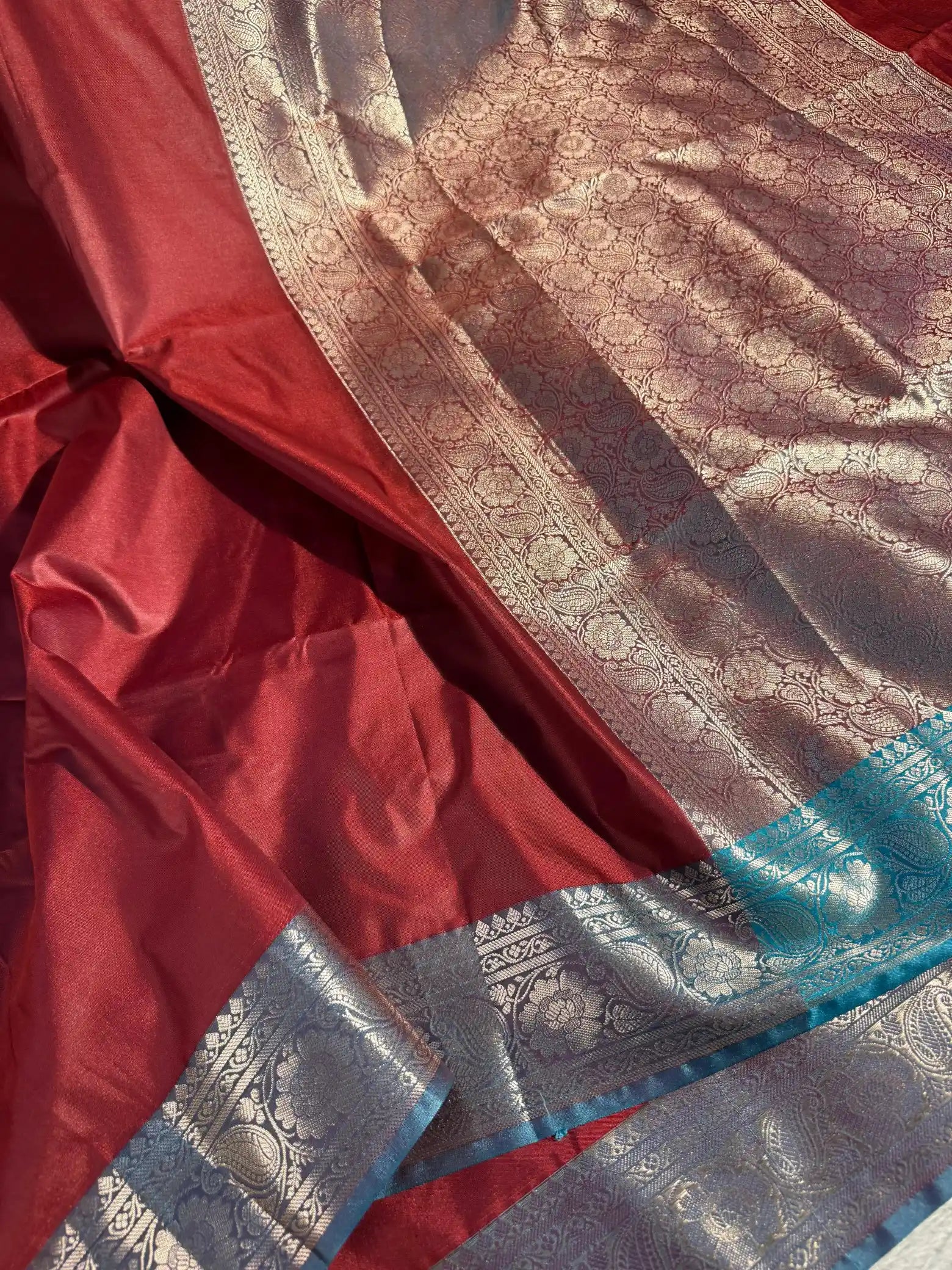 Maroon Purple Semi Katan Silk Banarasi Saree