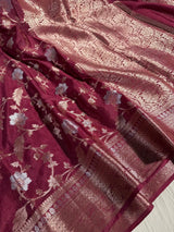 Maroon Warm Silk Meenakari Weave Banarasi Saree