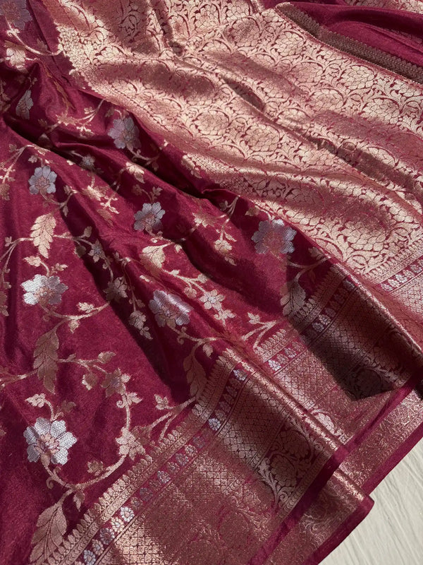 Maroon Warm Silk Meenakari Weave Banarasi Saree