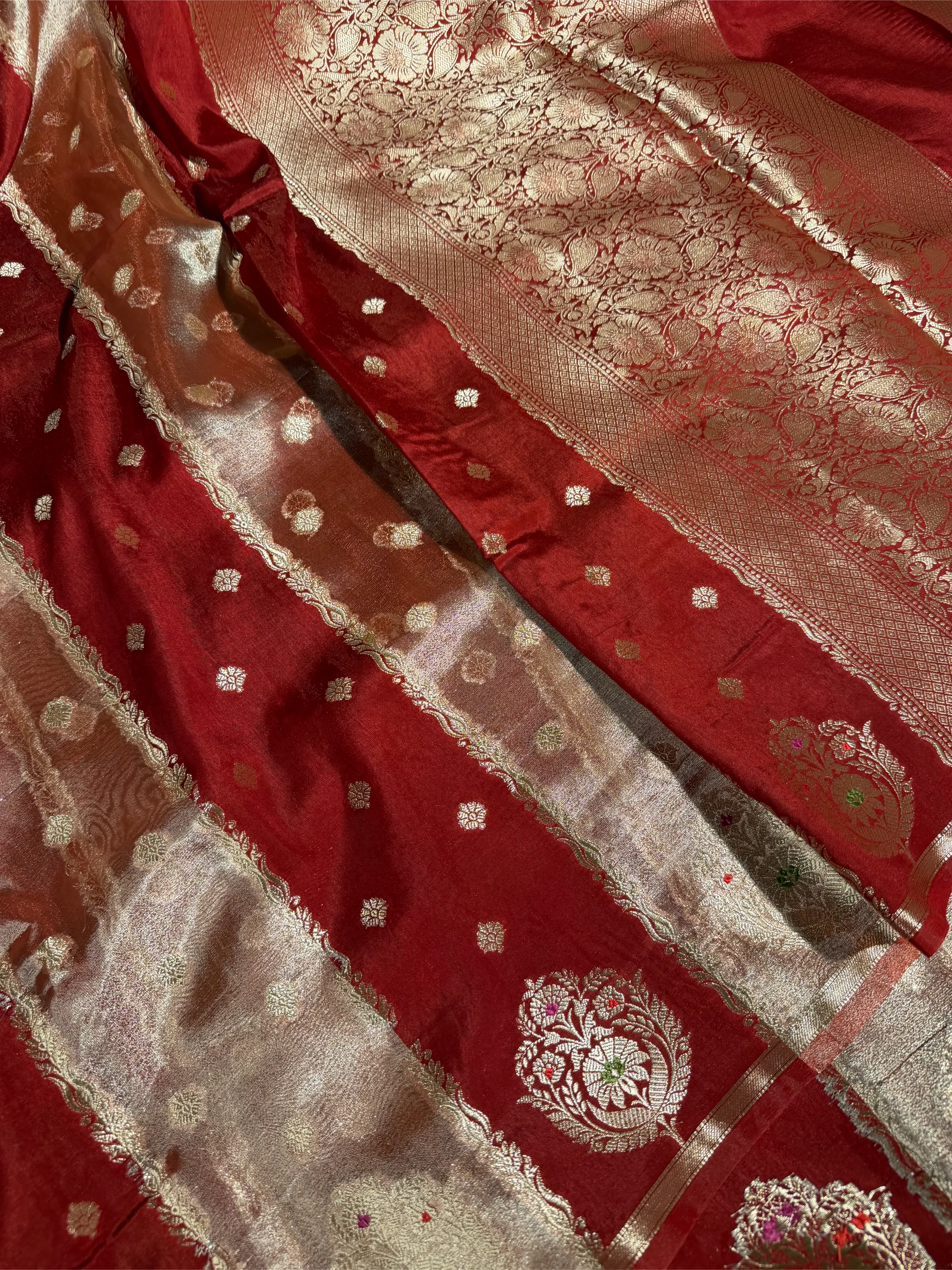 Maroon Chinia Tissue Silk Heritage Weave Banarasi Saree
