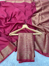 Maroon Mysore Crepe Silk Banarasi Saree