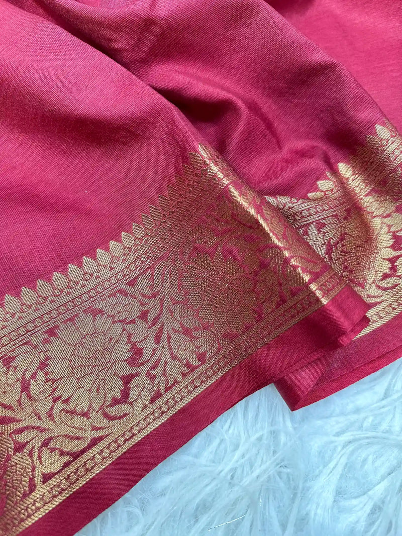 Maroon Mysore Crepe Silk Banarasi Saree