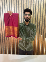 Maroon Mysore Crepe Silk Handloom Inspired Banarasi Saree