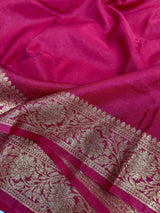 Maroon Mysore Crepe Silk Zari Floral Banarasi Saree
