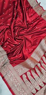 Maroon Premium Mashru Katan Silk Banarasi saree