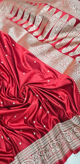 Maroon Premium Mashru Katan Silk Banarasi saree