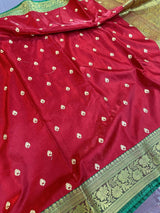 Maroon Satin Silk Embroidered Saree