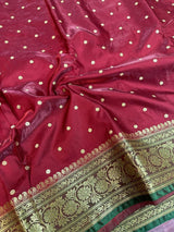 Maroon Satin Silk Embroidered saree