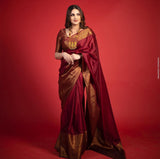 Maroon Warm Silk Banarasi KatBandh Saree