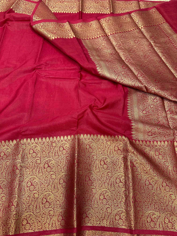 Maroon Warm Silk Banarasi KatBandh Saree