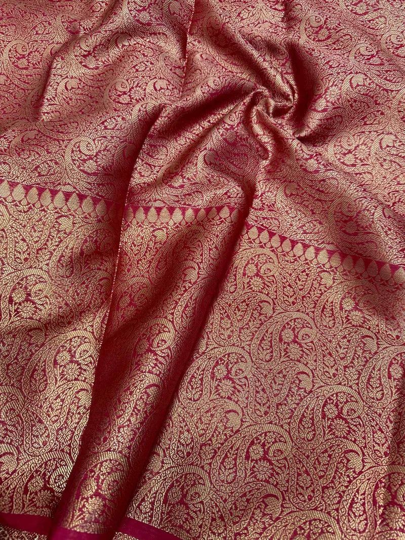 Maroon Warm Silk Banarasi KatBandh Saree