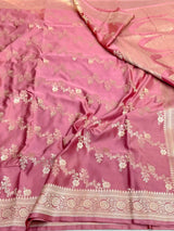 Mauve Mashru Katan Silk Leheriya Weave Banarasi Saree