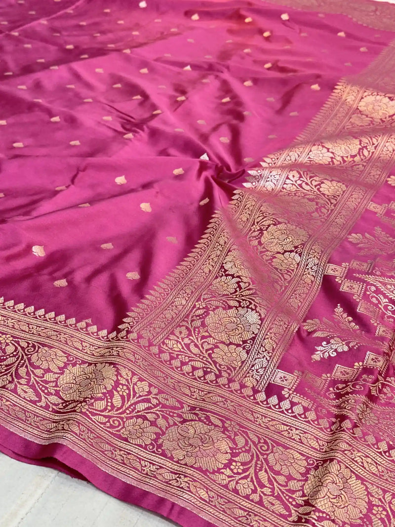 Mauve Peach Premium Mashru Katan Saree